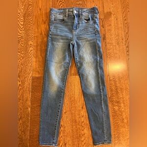 American Eagle Blue Skinny Jeans Next Level Stretch Hi Rise Jegging Size 2 Short